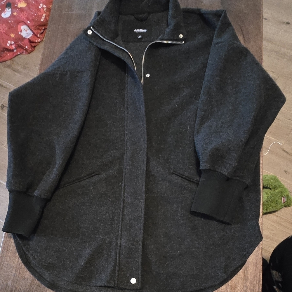 Ookie & Lala Women's Heathered Charcoal Warm Jacket Full Zipper Cozy Layering M - Picture 7 of 7